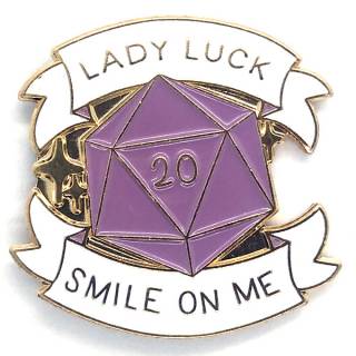 Broche - Dado D20 - Lady Luck Smile On Me - Rosa Broches