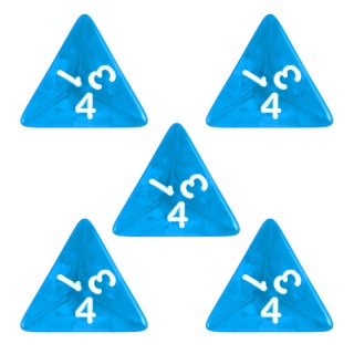 Conjunto 5 Dados d4 - Translúcidos - Azul Dados Avulsos