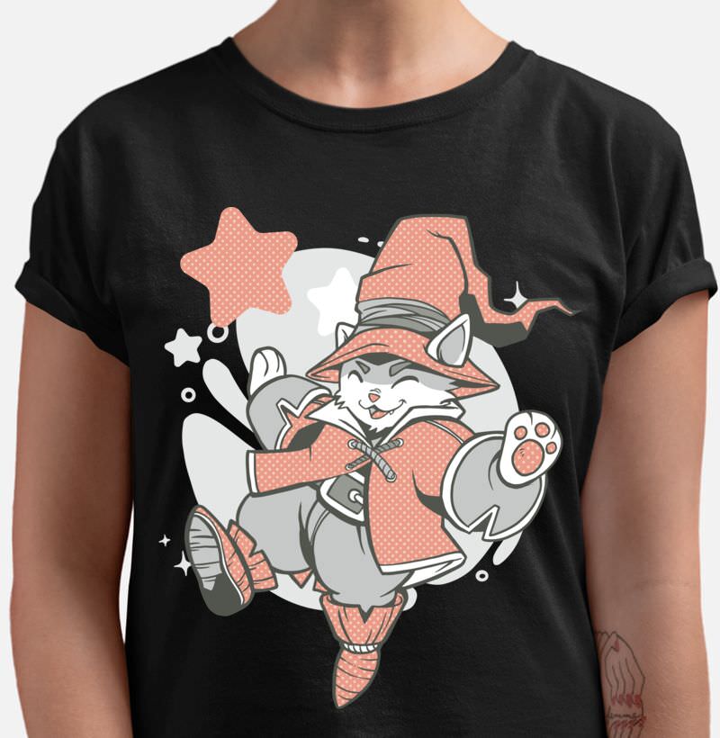 Camiseta RPG - Wizard Cat