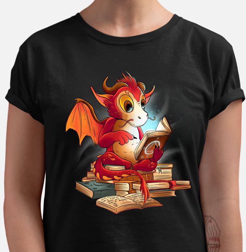 Camiseta RPG - Dragon and Spellbook