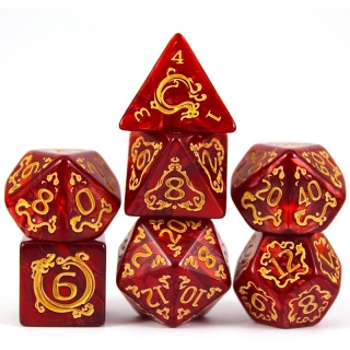 Dados de RPG - Conjunto 7 Dados - Coleção Castleforge - Vermelho com Dourado 