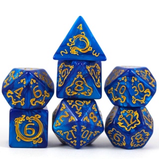 Dados de RPG - Conjunto 7 Dados - Coleção Castleforge - Azul com Dourado