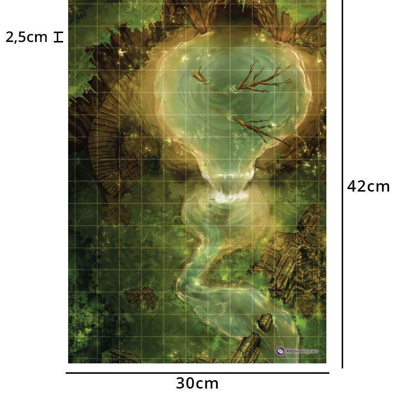 Grids Mapas de Batalha - Dupla Face - Covil na Floresta + Templo no Deserto - 30 x 42cm