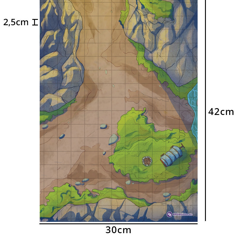 Grids Mapas de Batalha - Dupla Face - Acampamento + Navio - 30 x 42cm