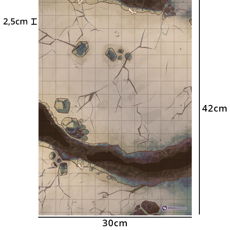 Grids Mapas de Batalha - Dupla Face - Caverna + Floresta - 30 x 42cm