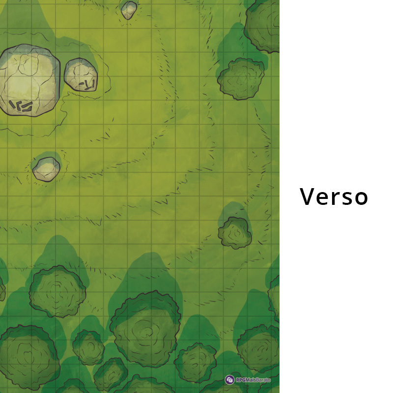 Grids Mapas de Batalha - Dupla Face - Caverna + Floresta - 30 x 42cm