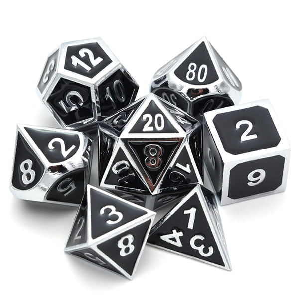 Conjunto de dados de metal de 7 peças, dados de RPG de dados de