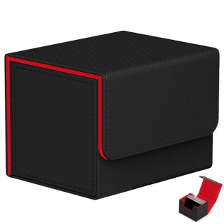Deck Box Premium - Couro com Veludo - Preto com Vermelho Card Games