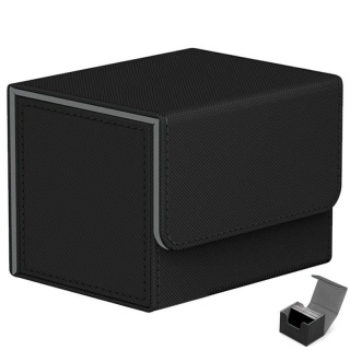 Deck Box Premium - Couro com Veludo - Preto com Cinza Card Games