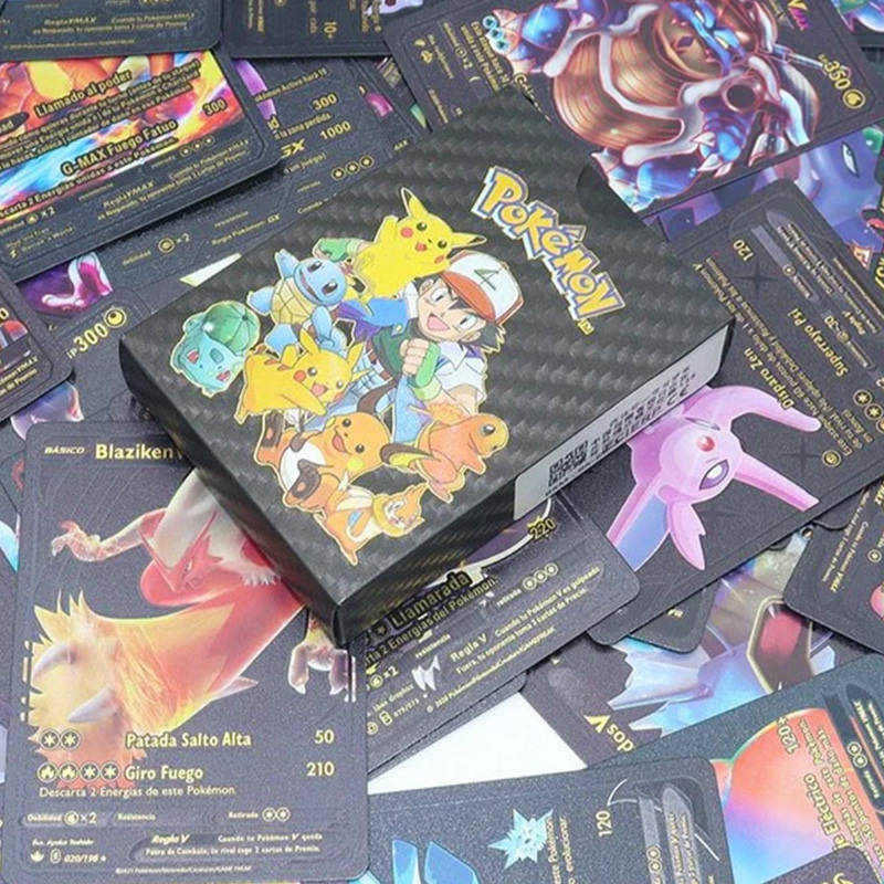 Versão 2022, 55 cartas Pokemon Pretas, em PVC, cartas Pok – O Gato Rápido