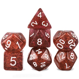 Dados de RPG - Conjunto 7 Dados Glitter - Vinho 