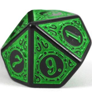 Dado de RPG - D10 avulso - Relevo Verde - 1 unidade 