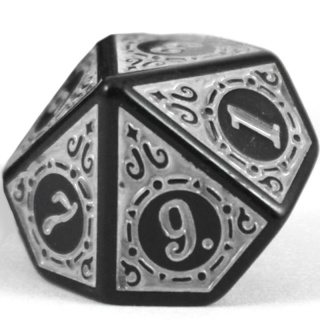 Dado de RPG - D10 avulso - Relevo Branco - 1 unidade