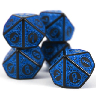 Conjunto 5 Dados d10 - Relevo - Azul