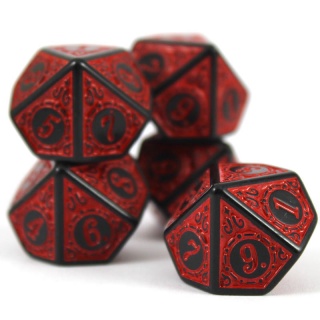 Conjunto 5 Dados d10 - Relevo - Vermelho