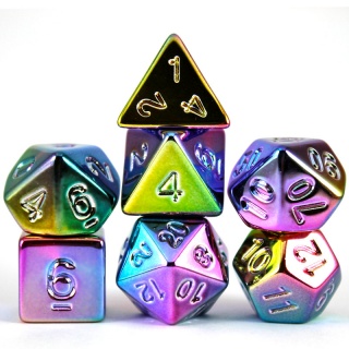 Dados de RPG - Conjunto 7 Dados - Arco-Íris - Coleção Metallic Shine Conjuntos de Dados