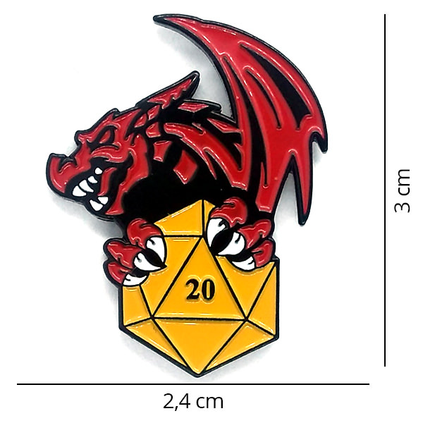 Broche - Dragão Vermelho com D20