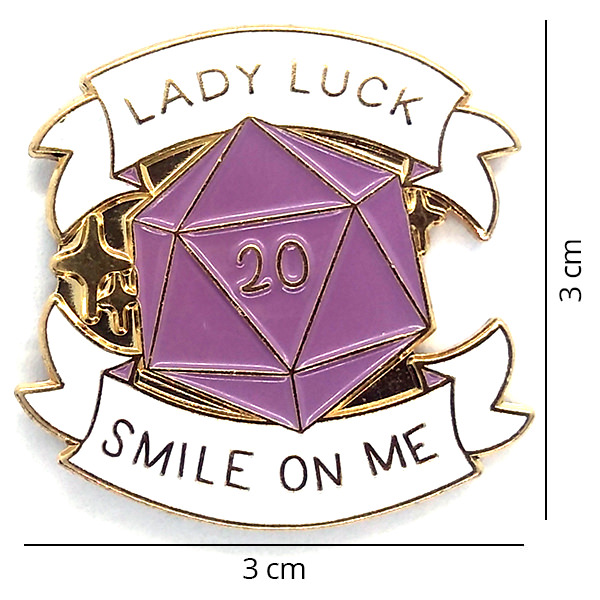 Broche - Dado D20 - Lady Luck Smile On Me - Rosa