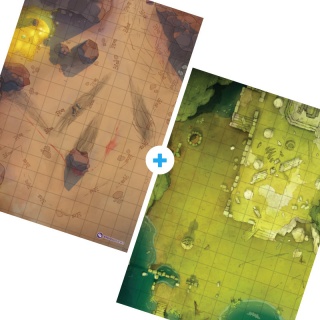 Grids Mapas de Batalha - Dupla Face - Covil + Ruínas - 30 x 42cm Grids e Mapas de Batalha