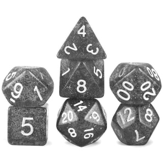 Dados de RPG - Conjunto 7 Dados Glitter - Preto 