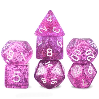 Dados de RPG - Conjunto 7 Dados Glitter - Rosa Conjuntos de Dados