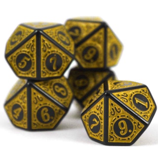 Conjunto 5 Dados d10 - Relevo - Amarelo Dados de RPG