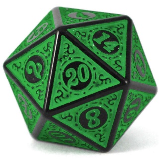 Dado de RPG - D20 avulso - Relevo Verde - 1 unidade