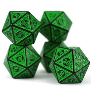 Conjunto 5 Dados d20 - Relevo - Verde Dados de RPG