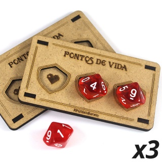 Kit Contadores de Pontos de Vida - 3 unidades (não acompanha dados) Contadores e Marcadores para RPG