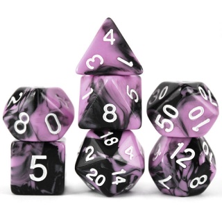 Dados de RPG - Conjunto 7 Dados Mesclados - Rosa e Preto