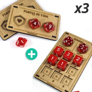 Kit Contadores - Pontos de Vida + Espaços de Magia - 3 unidades de cada (não acompanha dados) Acessórios para RPG