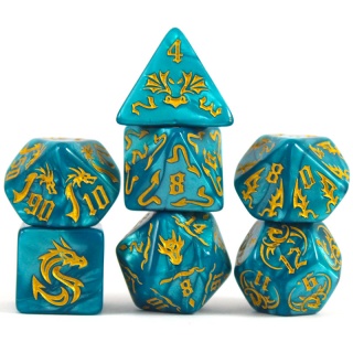 Dados de RPG - Conjunto 7 Dados - Coleção Tiamat Queen of Dragons - Azul Coleção Tiamat Queen of Dragons