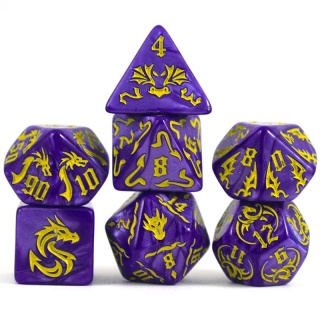 Dados de RPG - Conjunto 7 Dados - Coleção Tiamat Queen of Dragons - Roxo