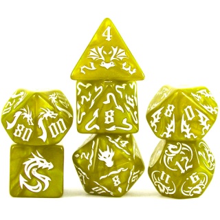 Dados de RPG - Conjunto 7 Dados - Coleção Tiamat Queen of Dragons - Amarelo Conjuntos de Dados