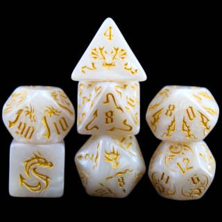 Dados de RPG - Conjunto 7 Dados - Coleção Tiamat Queen of Dragons - Branco Dados de RPG