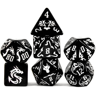 Dados de RPG - Conjunto 7 Dados - Coleção Tiamat Queen of Dragons - Preto