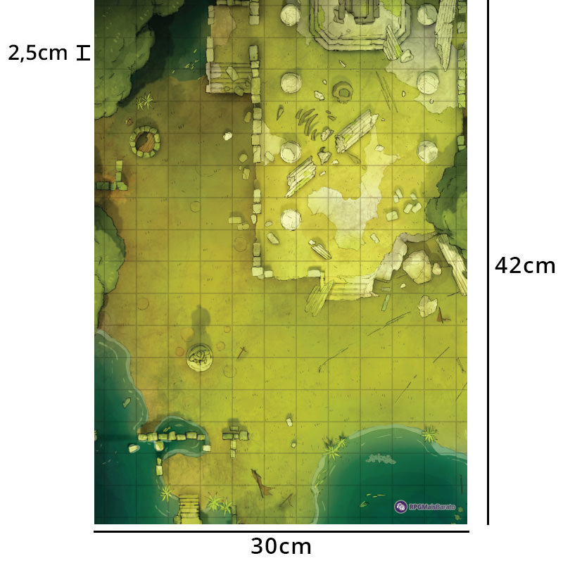 Mapas de Batalha - Kit Exploração de Ruínas - 6 Mapas - 30 x 42cm