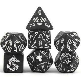 Dados de RPG - Conjunto 7 Dados - Coleção Tiamat Queen of Dragons - Preto