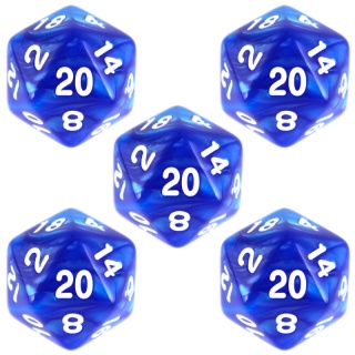 Conjunto 5 Dados d20 - Mármore - Azul d20