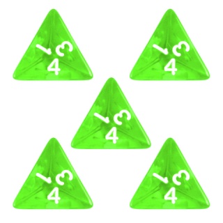 Conjunto 5 Dados d4 - Translúcidos - Verde