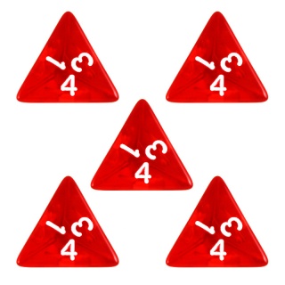 Conjunto 5 Dados d4 - Translúcidos - Vermelho d4