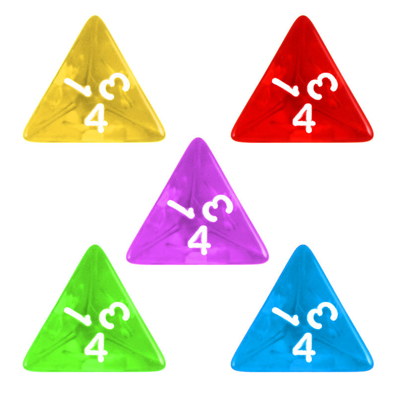 Conjunto 5 Dados d4 - Translúcidos - Colorido