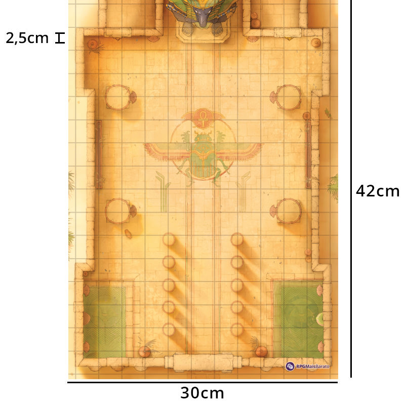 Grids Mapas de Batalha - Dupla Face - Ruínas de Gelo + Templo no Deserto - 30 x 42cm