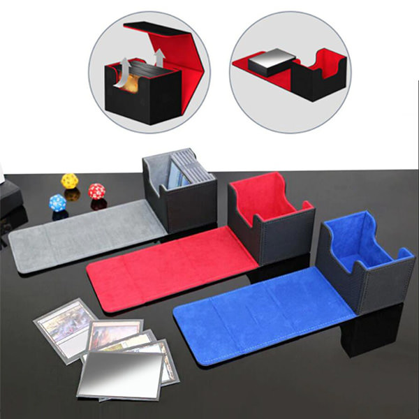 Deck Box Premium - Couro com Veludo - Preto com Vermelho