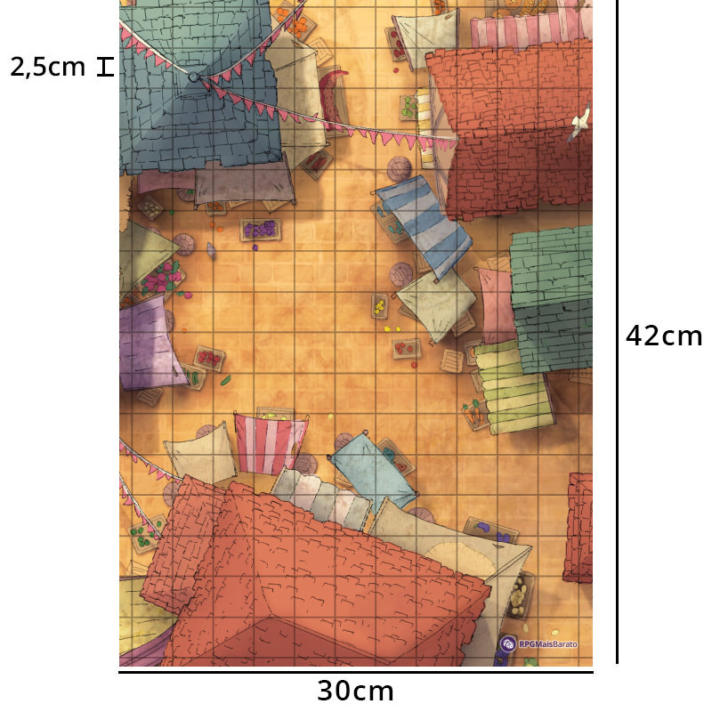 Grids Mapas de Batalha - Dupla Face - Cidade + Loja - 30 x 42cm