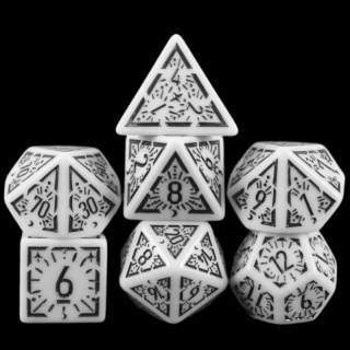 Dados de RPG - Conjunto 7 Dados - Coleção Divine Smite - Branco 